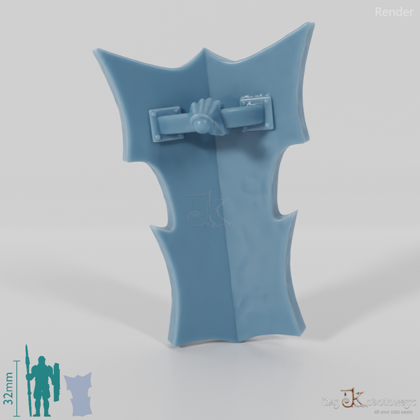 Halbork-Turmschild mit Hand (von oben gegriffen)