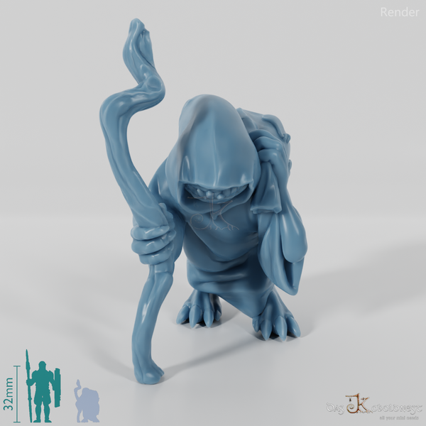 Krämergehilfe mit Stab