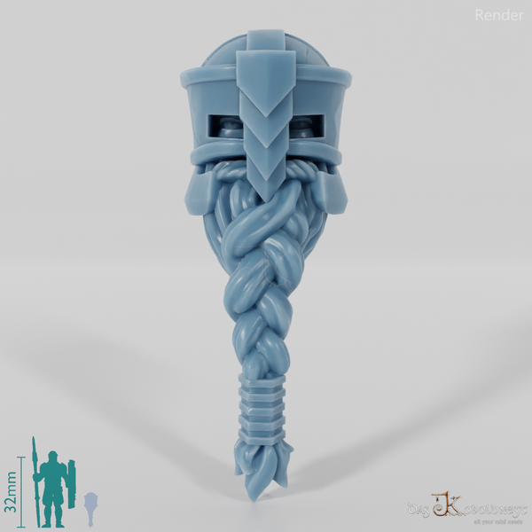 Zwergenkopf - Männlich mit Brillenhelm und langem Bart