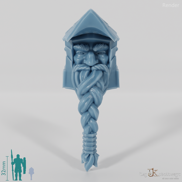 Zwergenkopf - Männlich mit Visierhelm und Bart