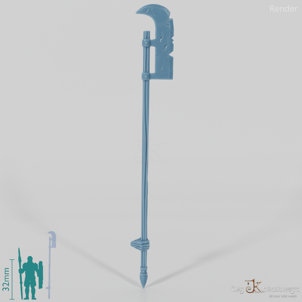 Geister-Stangenwaffe A, hinten gegriffen mit Hand