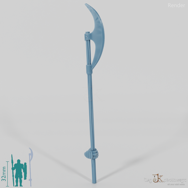 Menschen-Stangenwaffe B, hinten gegriffen mit Hand (Gonthan)