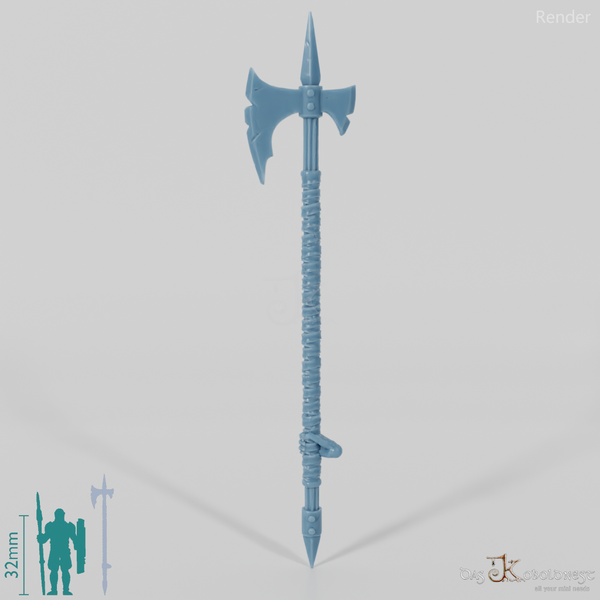 Geister-Stangenwaffe B, hinten gegriffen mit Hand