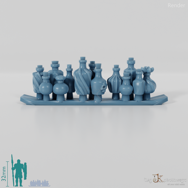 Flasche - Gruppe verzierter Trankflaschen 5