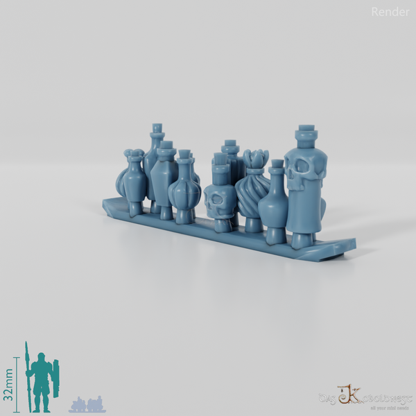 Flasche - Gruppe verzierter Trankflaschen 6