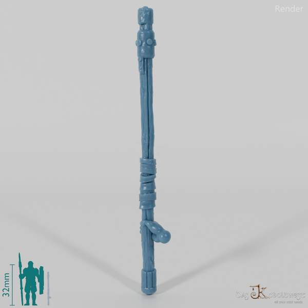 Halbling-Kampfstab, unten gegriffen mit Hand