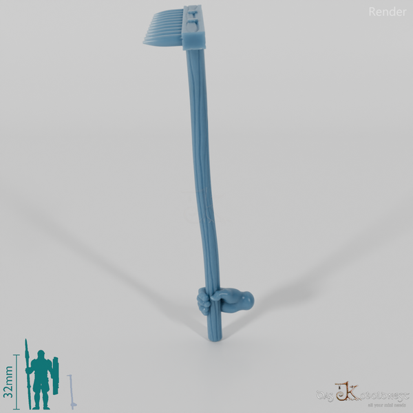 Halbling-Harke, unten gegriffen mit Hand