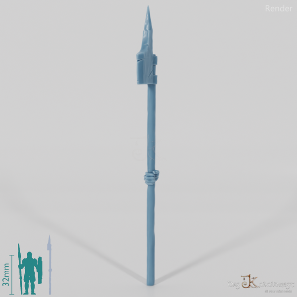 Halbork-Hellebarde mit Hand