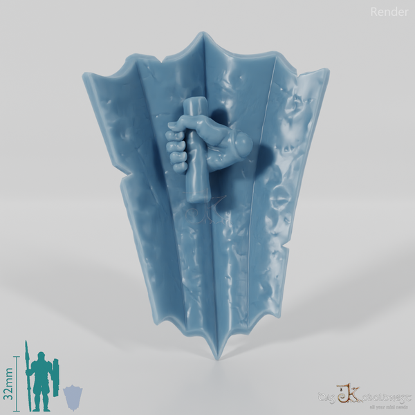 Ork-Schild B mit Hand (senkrecht gehalten)