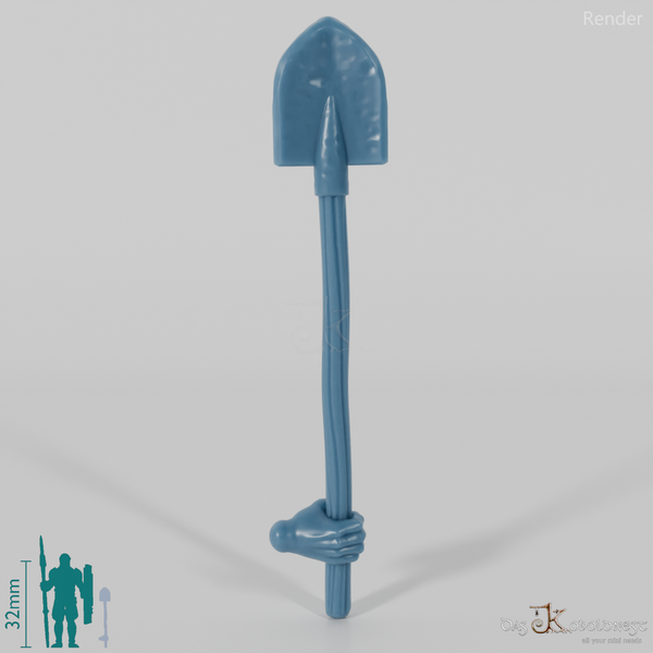 Halbling-Schaufel, unten gegriffen mit Hand