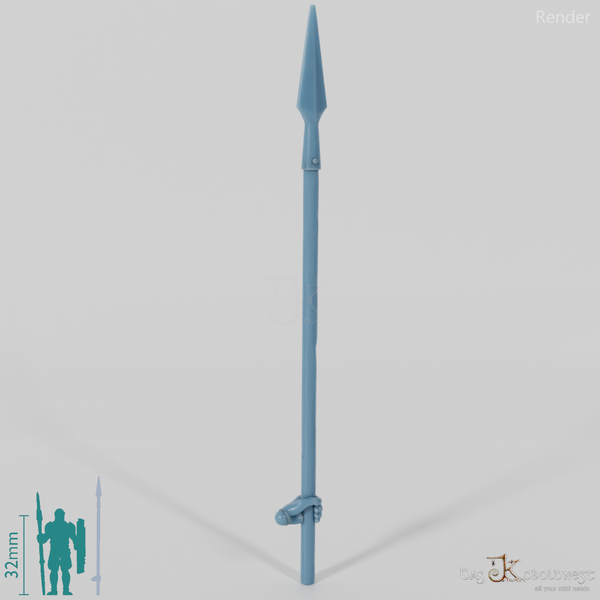 Reitervolk-Speer 1 mit Hand, hinten gegriffen