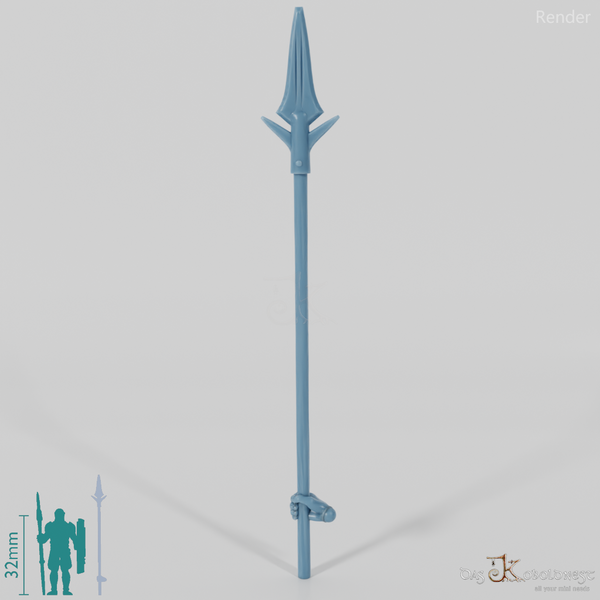 Reitervolk-Speer 2 mit Hand, hinten gegriffen