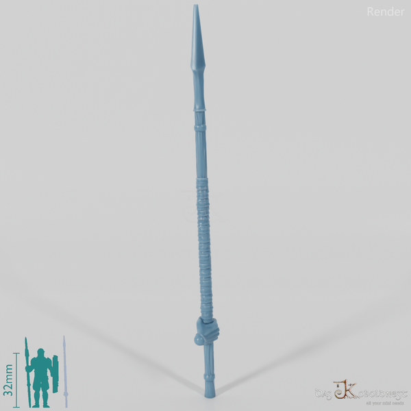 Menschen-Speer B, hinten gegriffen mit Hand (Gonthan)