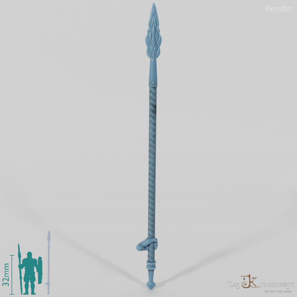 Reitervolk-Speer, Verziert 1 mit Hand, hinten gegriffen