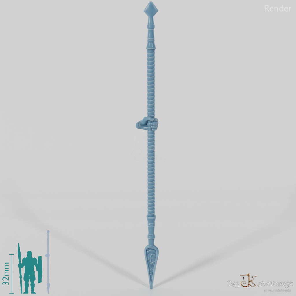 Reitervolk-Speer, Verziert 2 mit Hand (Gesenkt)