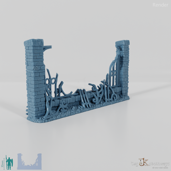 Zaun - Eiserner Friedhofszaun B0 - Zerstört