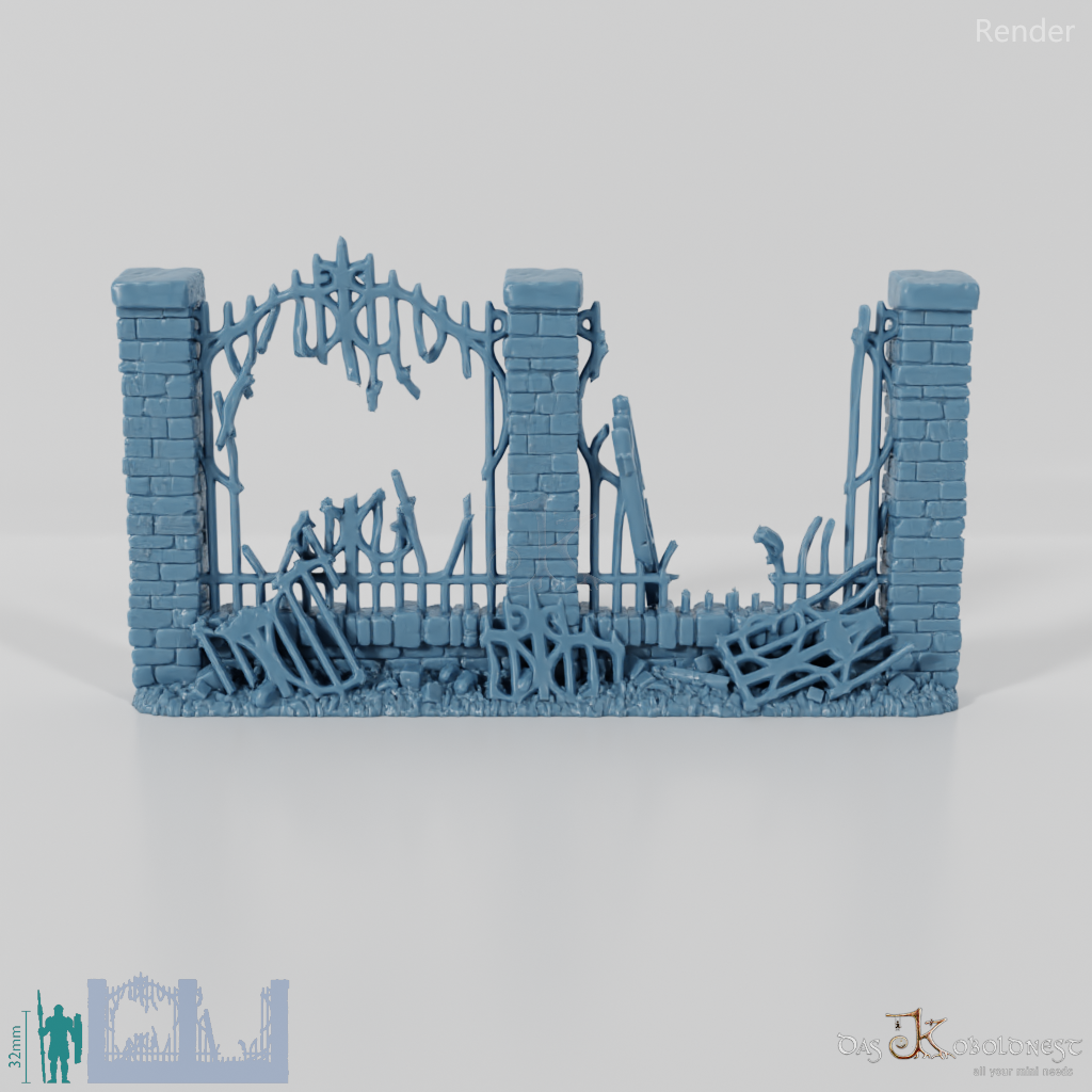 Zaun - Eiserner Friedhofszaun C1 - Zerstört