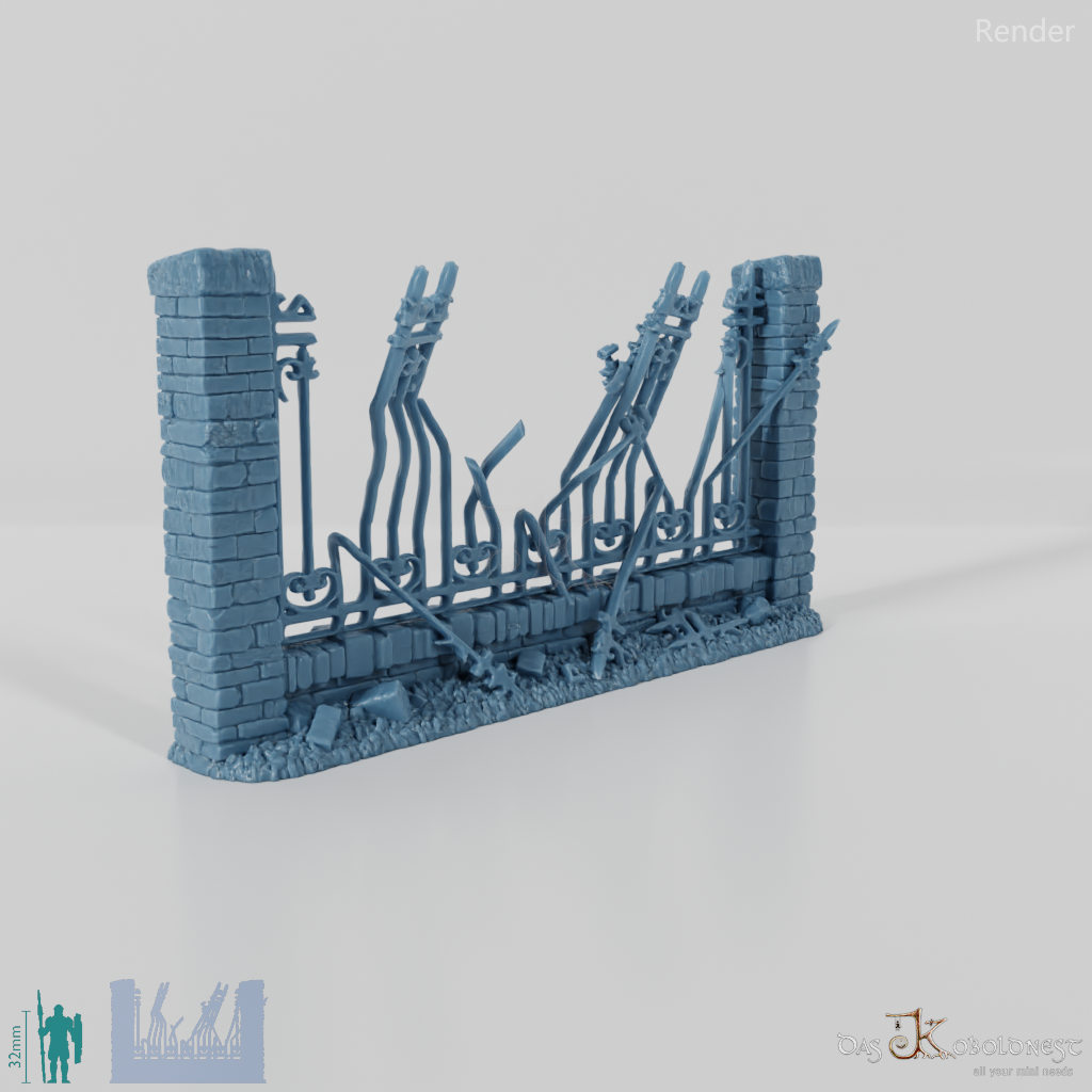 Zaun - Eiserner Friedhofszaun A0 - Zerstört