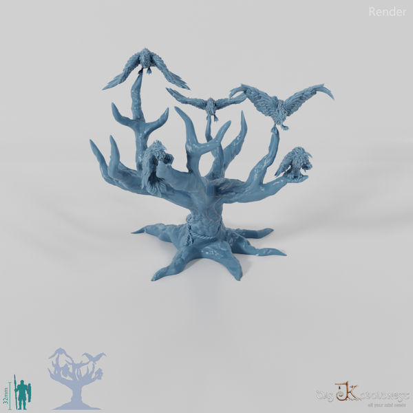 Rabe - Düsterer Baum mit Rabenschwarm