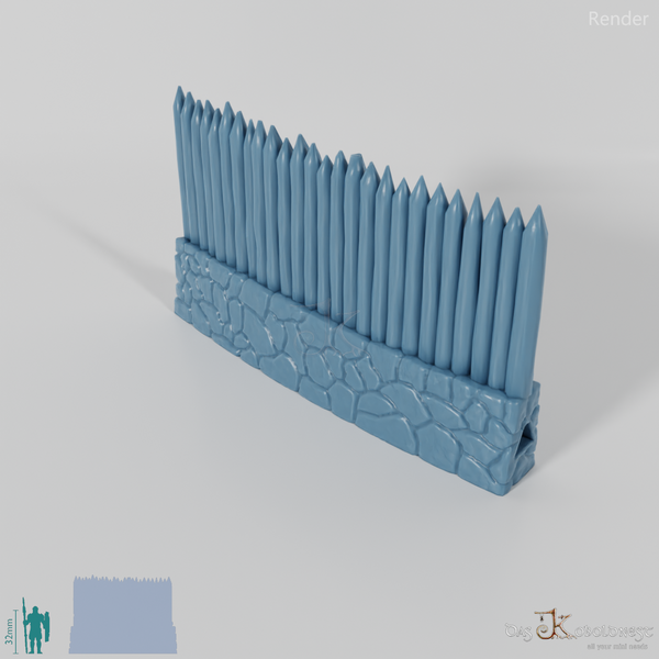 Palisade - Steinverstärkte Palisade - 15°