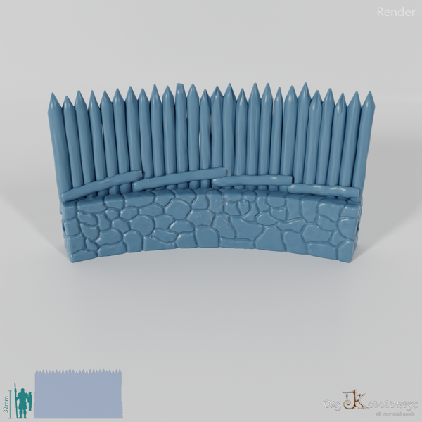 Palisade - Steinverstärkte Palisade - 45°