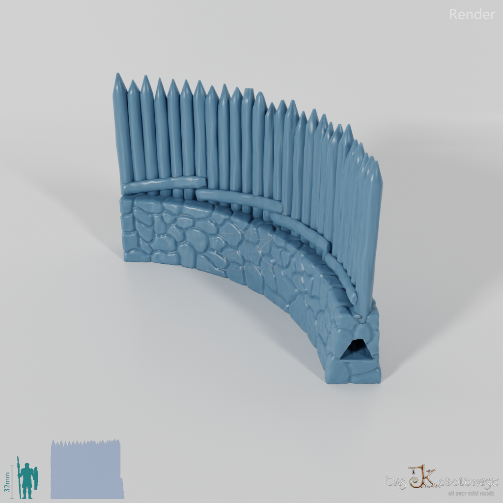 Palisade - Steinverstärkte Palisade - 90°